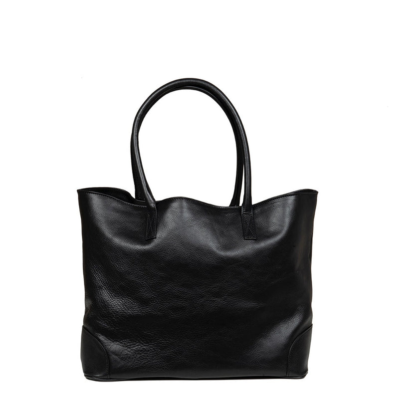 byAxel Tote Bag i svart läder tillverkad i Italien