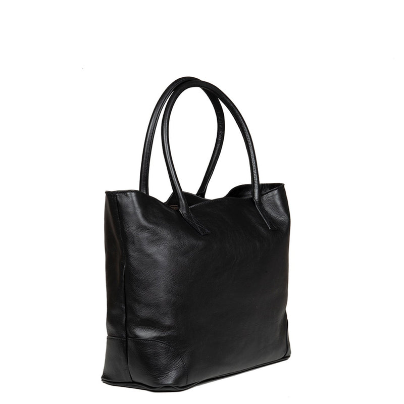 byAxel Tote Bag i svart läder tillverkad i italien