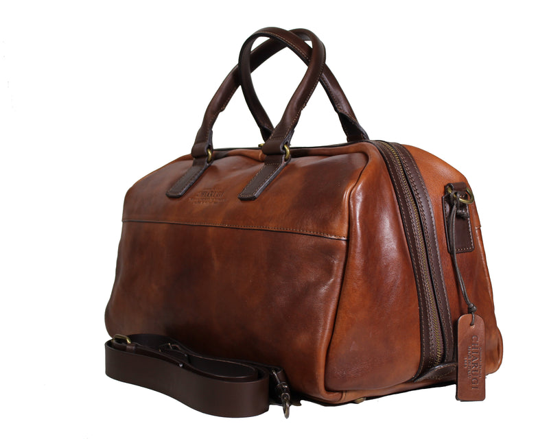 Weekend Bag M, brunt skinn