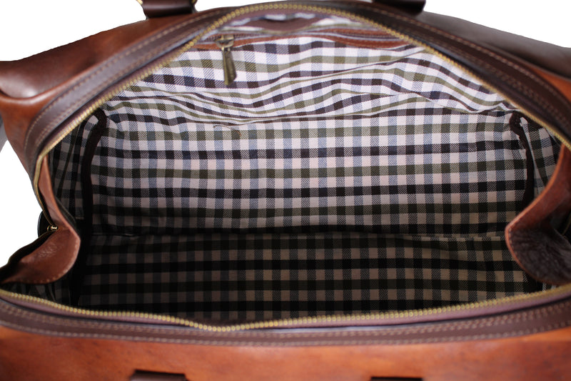Weekend Bag M, brunt skinn